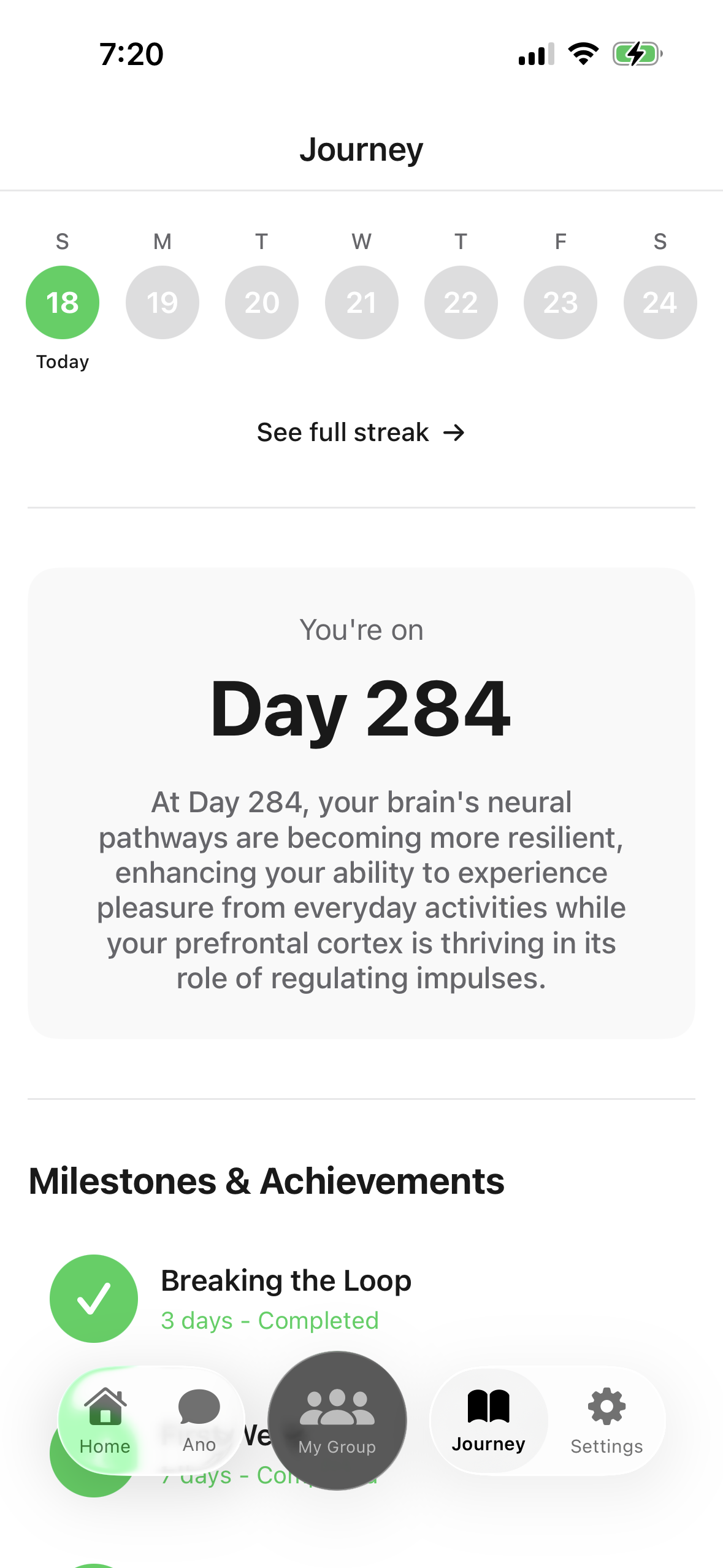 Quit Anonymous home screen with owl guide